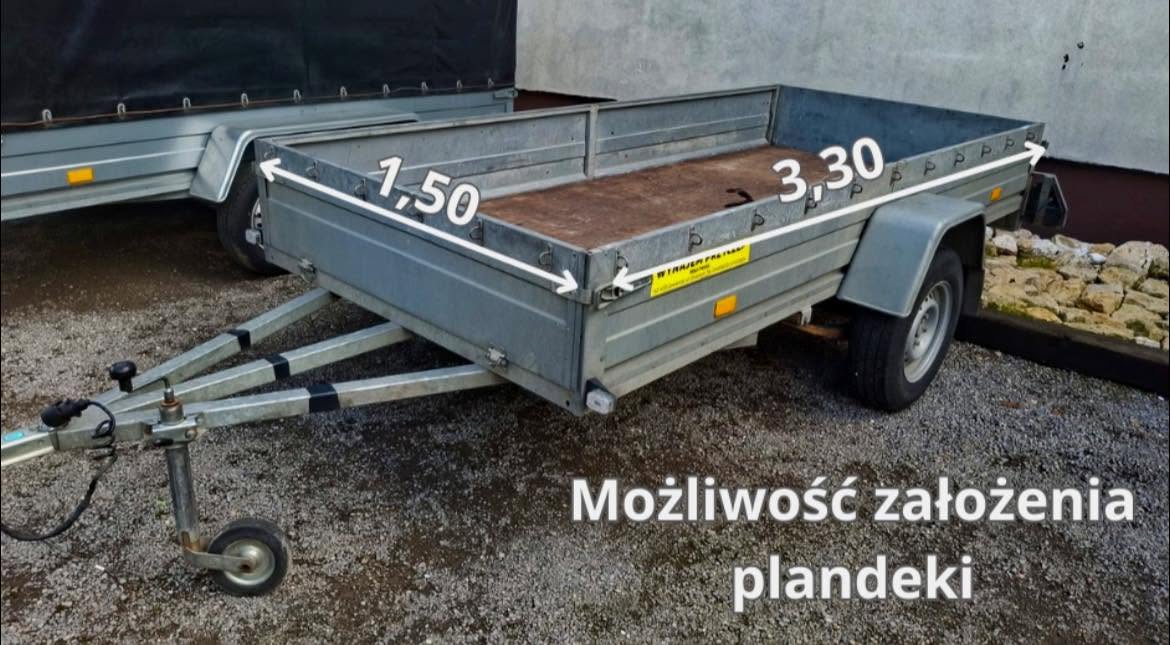 Przyczepa bez plandeki 3,3 × 1,5 m, jednoosiowa